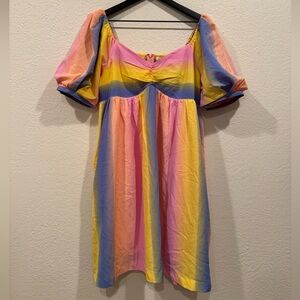 ENGLISH FACTORY - Colorful Striped Puff Sleeve Dress